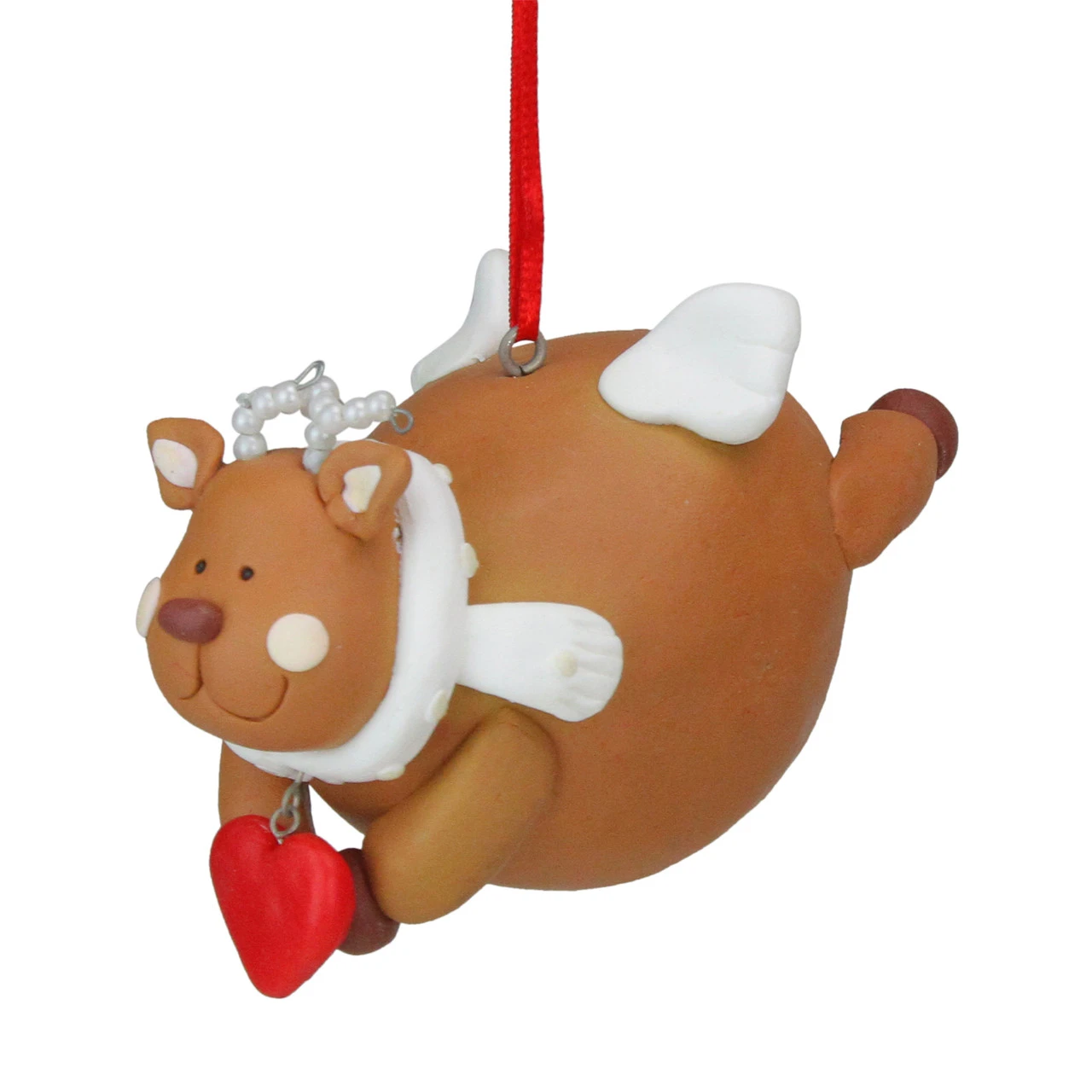 Club Pack Of 12 Brown And White Chubby Reindeer Angel Christmas Ornaments 4" 2 Club Pack Of 12 Brown And White Chubby Reindeer Angel Christmas Ornaments 4" - Image 2