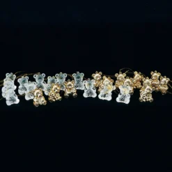 Club Pack Of 96 Clear And Gold Assorted Teddy Bear Ornaments 1.5"