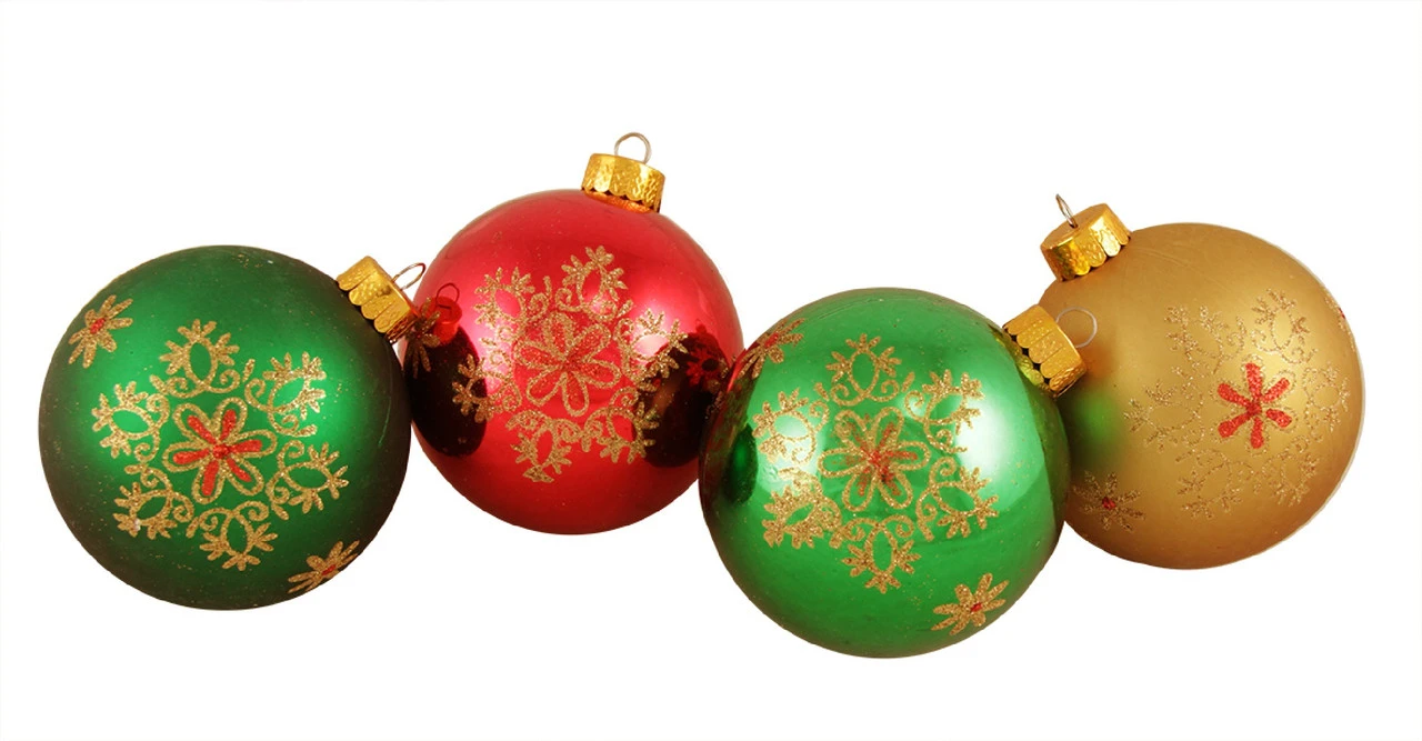 4ct Multi-Color Snowflake Shatterproof 2-Finish Christmas Ball Ornaments 3.25" (80mm) 2 4ct Multi-Color Snowflake Shatterproof 2-Finish Christmas Ball Ornaments 3.25" (80mm) - Image 2