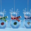 Club Pack Of 12 Clear Icy Crystal Decorative Christmas Deer Ornaments 3.5"