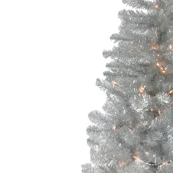 4.5' Pre-Lit Silver Metallic Tinsel Artificial Christmas Tree - Clear Lights -Christmas Trees Shop ujtryghhxvsevo9cwy7fqqow7ru76a7d 14817.1684855729