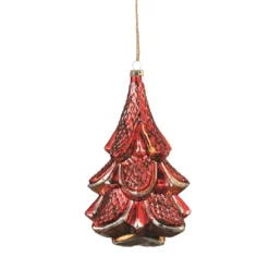 6" Red Vintage Glass Hanging Christmas Tree Ornament