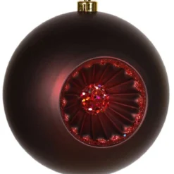 Matte Burgundy Red Retro Reflector Shatterproof Christmas Ball Ornament 8" (200mm) -Christmas Trees Shop vickerman m112605 3 71779.1667654994