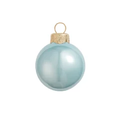 40ct Sky Blue Glass Pearl Finish Christmas Ball Ornaments 1.25" (30mm)