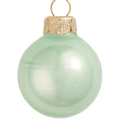 4ct Shale Green Glass Pearl Christmas Ball Ornaments 4.75" (120mm)