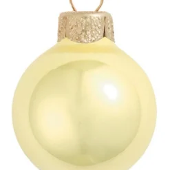 28ct Soft Yellow Pearl Glass Ball Christmas Ornaments 2" (50mm)