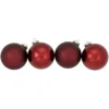 4ct Burgundy Red 2-Finish Glass Christmas Ball Ornaments 4" (100mm)