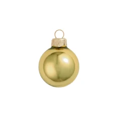 40ct Yellow Shiny Glass Christmas Ball Ornaments 1.5" (40mm)