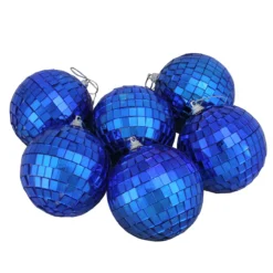6ct Lavish Blue Mirrored Disco Ball Christmas Ornaments 3.25" (80mm)