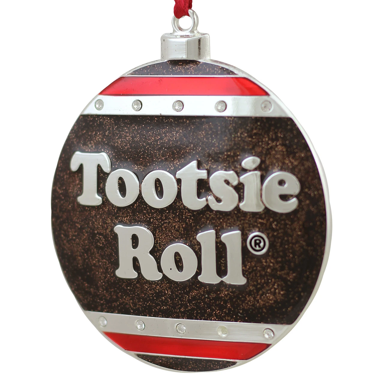 3.5" Silver And Brown "Tootsie Roll" Candy Logo Christmas Ornament 1 3.5" Silver And Brown "Tootsie Roll" Candy Logo Christmas Ornament