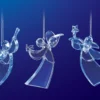 Set Of 6 Clear Icy Crystal Decorative Christmas Angel Ornaments 4.5"