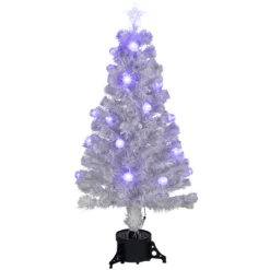 4' Pre-Lit Medium White Iridescent Fiber Optic Artificial Christmas Tree, Blue LED Lights